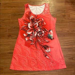 Sleeveless Size 2XL Floral & Butterfly Dress